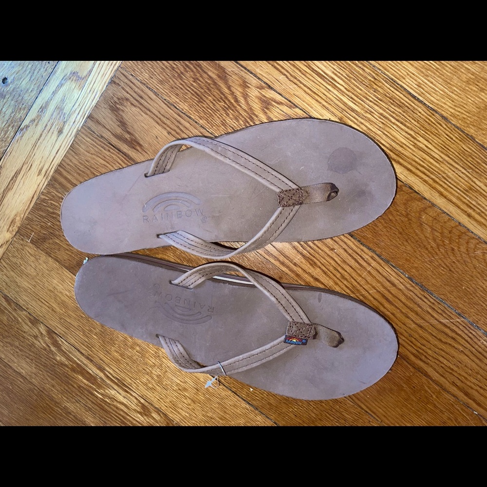 Rainbow flip flops